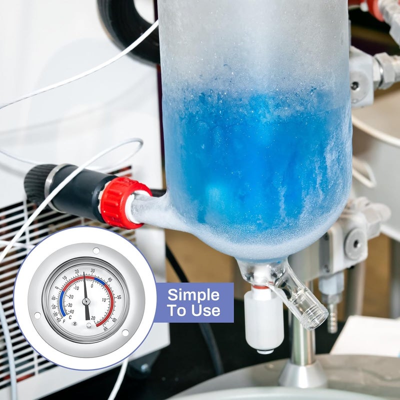 Copkim 2 Pcs Cooler Thermometer Vapor Capillary Design Refrigerator Gauge Freezer Thermometer, -40-65 Degree F/ -40-20 Degree C Temperature 2'' Dial Stainless Steel Flanged Panel Mount - Image 5